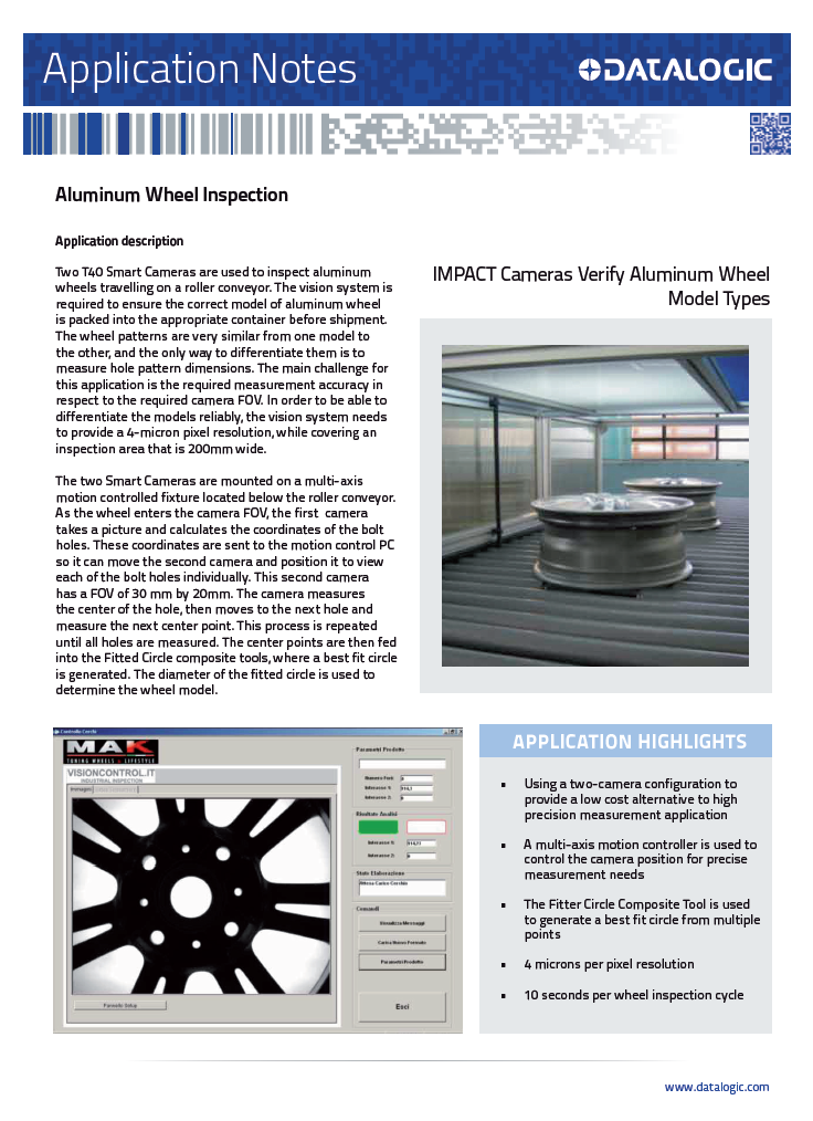Application Notes - Aluminum Wheel Inspection